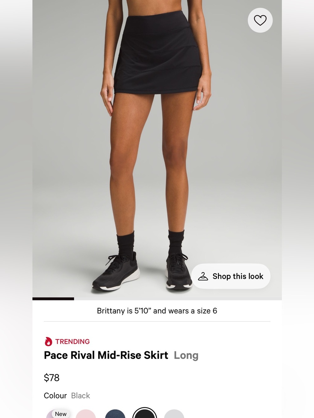 lululemon athletica Black Pace Rival Mid-Rise Athletic Skirt